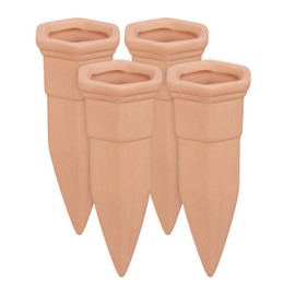 Relaxdays Clay Tips Irrigation, Set of 4, for Wine & PET Bottles, Balcony Boxes & Potted Plants, Watering Cones, Terracotta