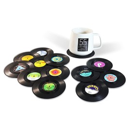 wongwongcat Coasters, Retro CD Record Coasters for Coffee Drinks Tableware Non-Slip Coasters (Pack of 12)