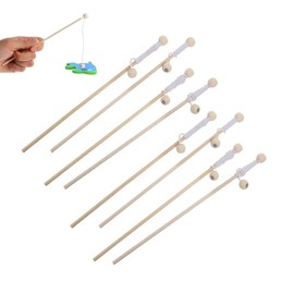 Tomaibaby 8pcs Wooden Magnetic Fishing Poles Magnetic Fishing Rods Children Magnet Fishing Rods Fishing Toy Pool Activity Accessory
