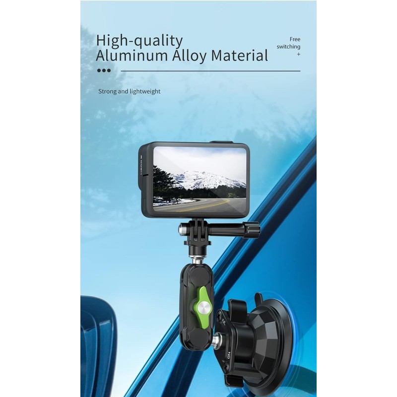 Photoys Vaccum Suction Cup Car Mount,Aluminum Alloy Magic Arm 360-Degree