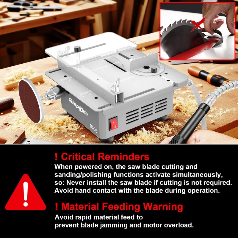 Portable Precision Table Saw by Sinpiode, 9000RPM High Speed Desktop