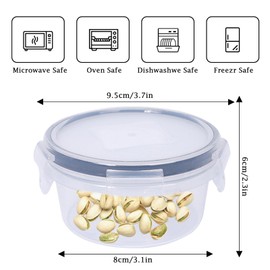 6 Pack 300ml Round Airtight Food Containers with Lids, Plastic Reusable Snack Pots with Clip Lock, Leak-proof Small Storage Container Set Stackable forfor Yogurt, Fruit, Meal Prep & Ourdoor (300ML*6)