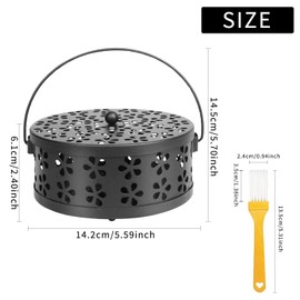 Mosquito Coil Holder, Mosquito Spiral Holder, Incense Holder, Mosquito Coil Holder, Classic Metal Incense Holder, Mosquito Spiral Container with Handle Lid for Indoor Outdoor Camping (A)