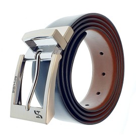 STARHIDE Mens Twist Reversible Black To Brown Leather Dress Belt 1.3" Wide With Removable Buckle Gift Box SB13