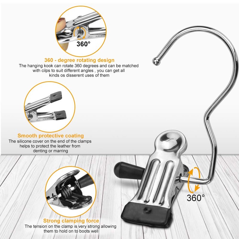 BUZIFU 20 Pcs Portable Laundry Hooks, No-slip Metal Boots Hangers,Single