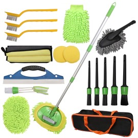 RGISHOP Car Detailing Kit Car Cleaning Kit with Long Handle Car Wash Brush Kit Microfiber Car Wheel Tire Brush for Washing Cars, Truck, RV, SUV