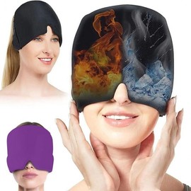 Hot and cold compress pack cooling hair band head and face cooling band head pack ice hat purple