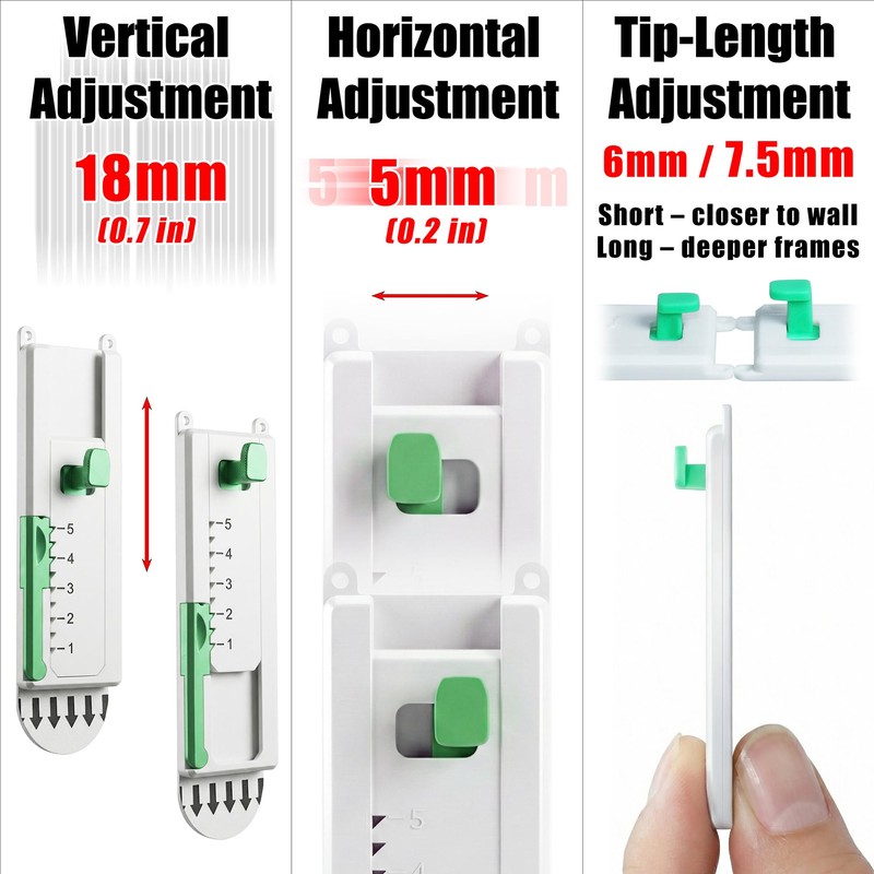 Damage Free Picture Hangers, No-Drill Adjustable Wall Hooks with Bubble
