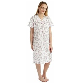 Tesmark Ladies Incontinence Open Back Nightie Floral Hospital Nightdress For Continence Problems Maternity Dress Poly Cotton Nightdresses for Women UK Size 8-30 (Pink, 8-10)