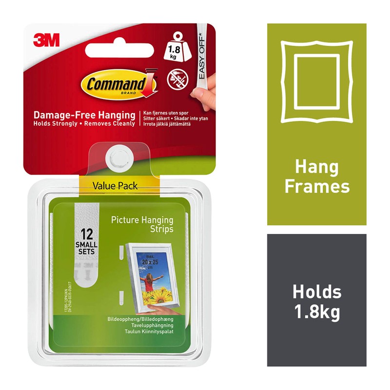 Command 17205-12 Small Picture Hanging Strips Value Pack 17205-12pk, White