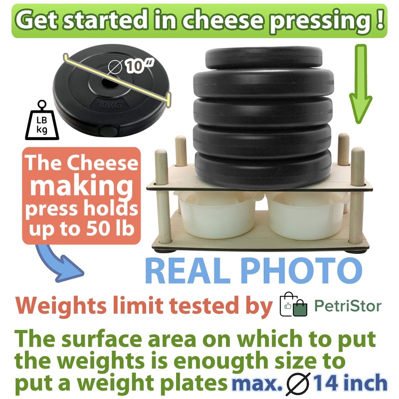 Wooden Cheese Press for Cheese Making Supplies 16 in Wooden