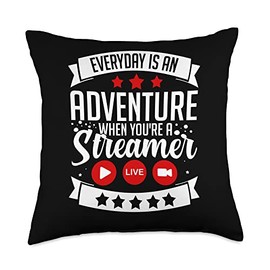 Streaming Gaming Streamer Online Video Microphone Live Throw Pillow