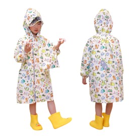 Children's Raincoat, School Bag, Boys and Girls, Kids' Rainwear, Poncho, Rainwear, Waterproof, Super Lightweight, Breathable, Quick Drying, Reflective at Night, Brim Included, Storage Bag, Thin, Rain