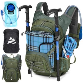 RAINSMORE Hydration Backpack with 2L Hydration Bladder Lightweight Insulated 18L Hiking Backpack with Rain Cover for Men Women Water Backpack for Running Cycling Biking Climbing