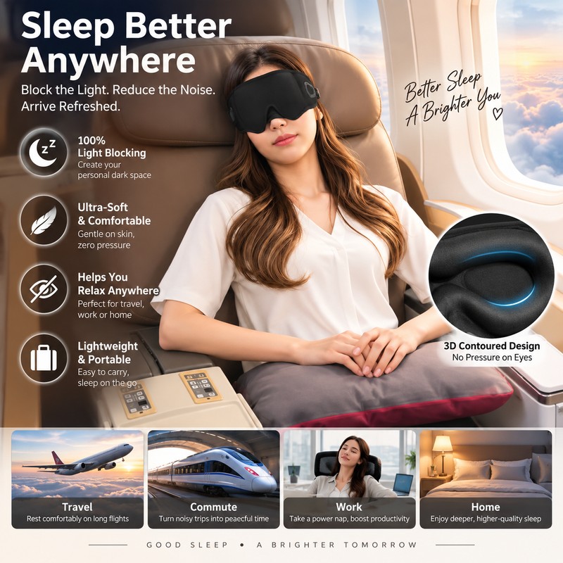3D Sleep Eye Mask for Light Blocking – Contoured Eye