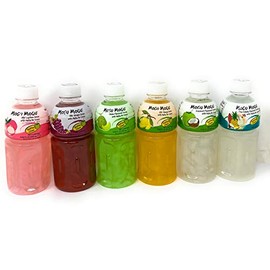 Mogu Mogu Fruit Juice with Nata De Coco, 6 Flavors, 6 Pack Bundle