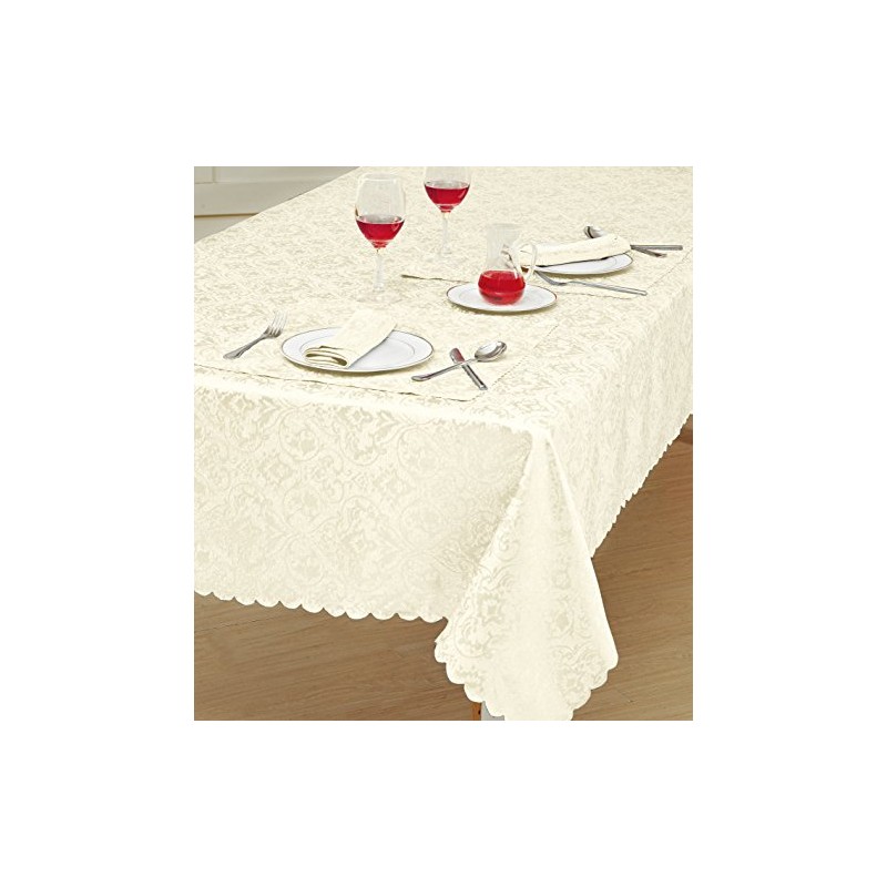 Prime Linens Home Decorative Classic Damask Printed Jacquard Tablecloth Rectangle