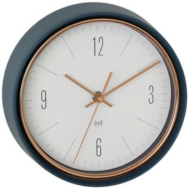TFA Dostmann Analogue Wall Clock 60.3547.20 Radio-Controlled Clock Metal Frame with Copper Hands Petrol Green 223 x 70 x 223 mm