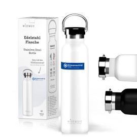 wiseware Stainless Steel Drinking Bottle – 1 Piece White Insulated Flask 750 ml – BPA Free – Leak-Proof Metal Water Bottle for Outdoor, Hiking, School,