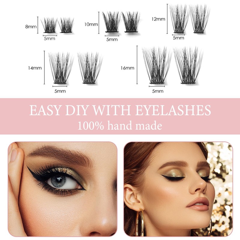 CNMTCCO Lash Clusters, 120Pcs DIY lash Extenisons 8-16MM D Curl