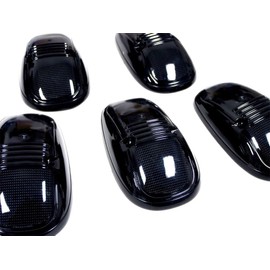 VMS Racing 99-02 Cab Roof Lights Markers 5 Piece pc Covers with Base Kit in Smoke CRL 264145BK Compatible with Dodge Ram 2500 3500 (with Built-in LED Amber Bulbs) 1999-2002