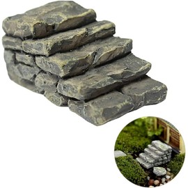 1Pc Gray Outdoor Miniature Resin Bridge Stair Stone Straight Bridge Stairs Stone Steps Garden Fairy Ornament Flower Pot Plant Micro Landscaping Decor Bonsai Craft Straight Stairs Statues Décor
