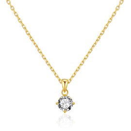Philip Jones Gold Plated Solitaire Necklace Created with Zircondia® Crystals