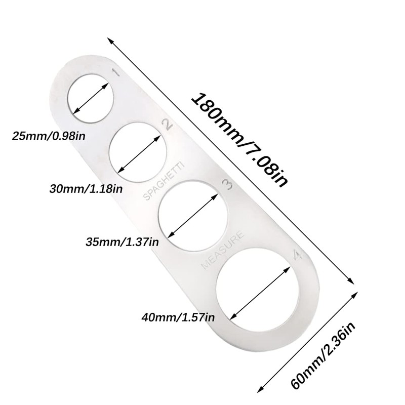 Lmyzcbzl 4-Holes Stainless Steel Spaghetti Measurer, Spaghetti Measuring Ruler, Stainless