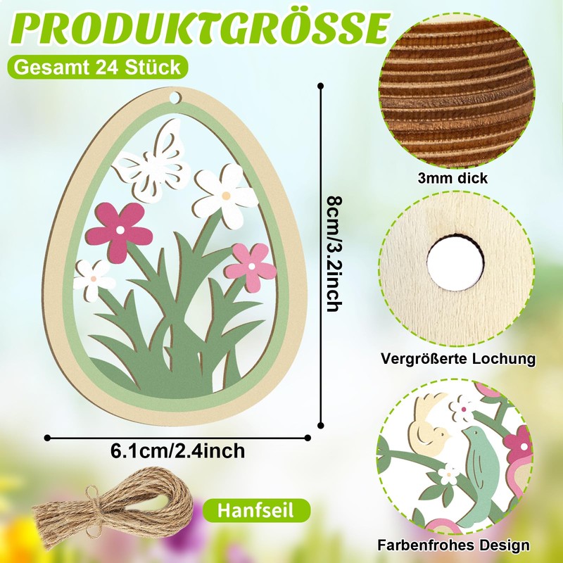 Pack of 24 Easter Decoration for Hanging, Spring Decoration Pendants,