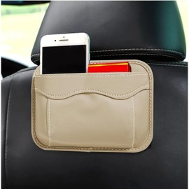 Povtii Organizador de Bolsillo Lateral para Asiento de Coche, Piel Sintética, Negro/Gris/Beige/Blanco