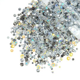 qiipii Resin Rhinestones for Bedazzling Crafting 3mm-6mm Metallic Gray Silver Crystal Colorful Stones Gems Diamonds for Face Eyes Makeup Tumblers Bottles Mugs Crafts Clothes Shoes Phones Scrapbooking