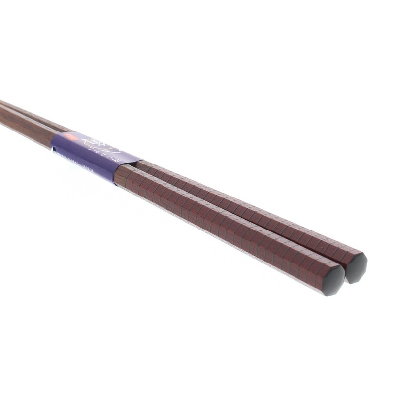 Ishida Japanese Chopsticks Octagon Line Wooden (Natural Wood) Lacquer Tip