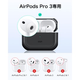 ESR AirPods Pro 3 Case (2025) for AirPods Pro 3rd Generation with MagSafe Support, Shockproof Cover with Strap, Loss Prevention, Exclusive for AirPods Pro 3, Hybrid Series, Black