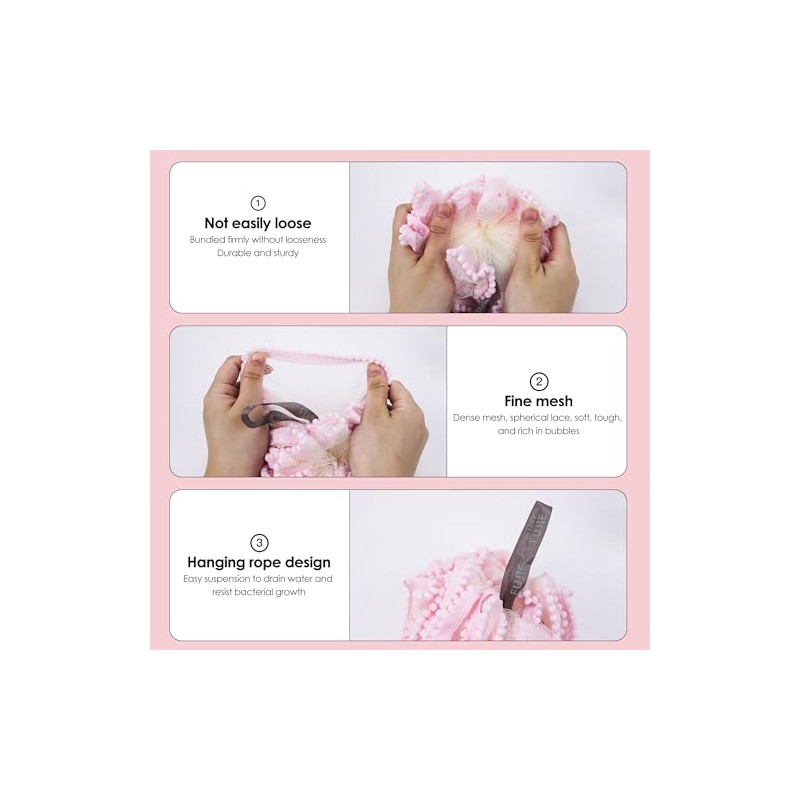 Esponja Baño Color Rosa Ducha Suave Bolas Encaje Globo Limpieza