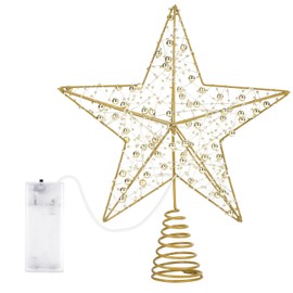 Christmas Tree Topper Star Gold, Diealles Shine Christmas Tree Topper Metal, Glittering Christmas Tree Topper Star LED, Illuminated Star for Christmas Tree Decoration, Christmas, Holiday Decoration