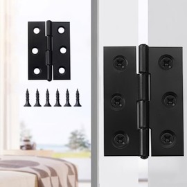 EUZUXU Pack of 12 Folding Hinges 44 mm x 32 mm, Stainless Steel Door Hinges, Rear Hinges, Door Hinges for Doors Windows with 72 Screws