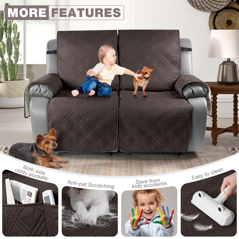 TAOCOCO 100% Waterproof Oversized Loveseat Recliner Cover, Non Slip Split