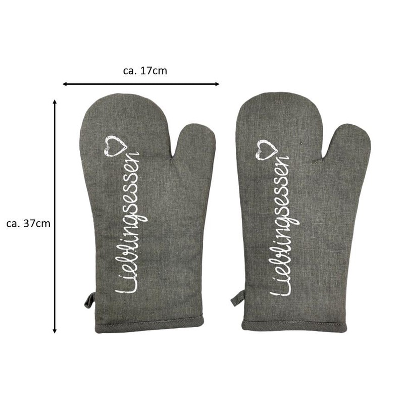 BUSDUGA 4357 Set of 2 Oven Gloves Lieblingsessen in Grey