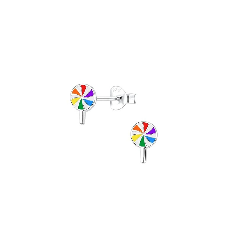 Rainbow Lollipop Earrings - 925 Sterling Silver
