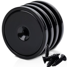 FPMYB Pack of 4 Magnets Strong 32 x 7 mm Black Neodymium Magnets Extra Strong 45 kg Force with Hole and Capsule Magnets Strong for Kitchens, Bathrooms, Offices, Warehouses