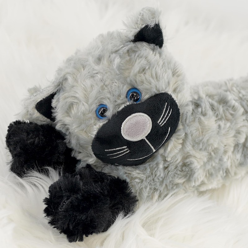 Novelty Draught Draft Excluder, Grey Cat Design Soft Micro Fleece