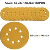 Aiyard 5-Inch 8-Hole Hook and Loop Sanding Discs 100-Grit Random