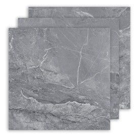LaCheery Marble Terrazzo Peel and Stick Floor Tile Waterproof 12"x12" 18-Pack Grey Marble Floor Tiles Peel and Stick Kitchen Flooring Tiles Self Adhesive Gray Vinyl Tile Flooring for Bathroom Bedroom