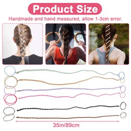 6 PCS 25" Spiral Braided Hair Ties for Sports, Non-Slip Elastic Slip Hair Ties, Strong Braided Pony Tails Wrap Holders for Activities like Surfing, Exercising, Running, and More(Mix Color)