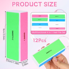 12 Stück Polierblock für Nägel, 4-Stufig Entfernt Kanten Nagelfeilen Naturnägel, Verschleißfest Waschbar Nagelfeilen für Gelnägel, Polierfeile Fingernägel Zum Formen Glätten und Polieren Von Nägeln