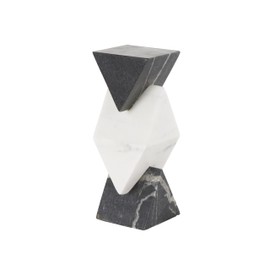 Deco 79 Marble Geometric Decorative Sculpture Stacked Pyramid Home Decor Statue with White Diamond Center, Accent Figurine 4" x 4" x 10", White