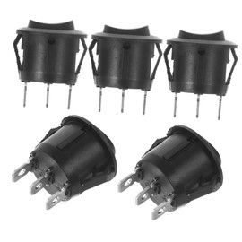 OUNONA Round Rocker Switches Car Push Button Toggle Switch with Single Pole Double Switching Black Push Button for Car and Boat Control Switch for Versatile Applications, Pack of 10