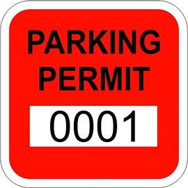 RED Reflective 1.5" x 1.5" Small Rear View Mirror Parking Permit Window Stickers Decals (Multiple Number Sets Available) (0201 to 0250)
