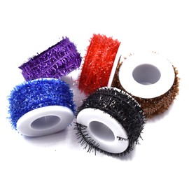 PHECDA PROFLY 15 Spools Multi Colors Tinsel Chenille Line Crystal Flash Line Total 150M Fly Fishing Tying Material for Nymphal Bugs Scud (15 Spools-10M/Spool)