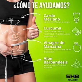 5h8 D-tox Vinagre De Manzana,curcuma,cardo Mariano 90pz Sabor Sin Sabor